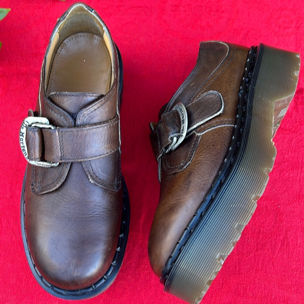🏴󠁧󠁢󠁥󠁮󠁧󠁿 Vintage MIE Dr. Martens 8314 Chunky Platform Monk Strap Loafers UK 7